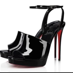 Christian Louboutin MIRADONA 120 Patent Leather Platform Heel Sandal Sz 38 BNIB